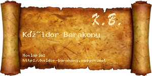 Káldor Barakony névjegykártya
